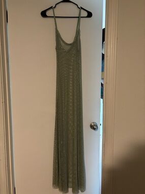 Free People Light Green Beaded Mesh Coverup